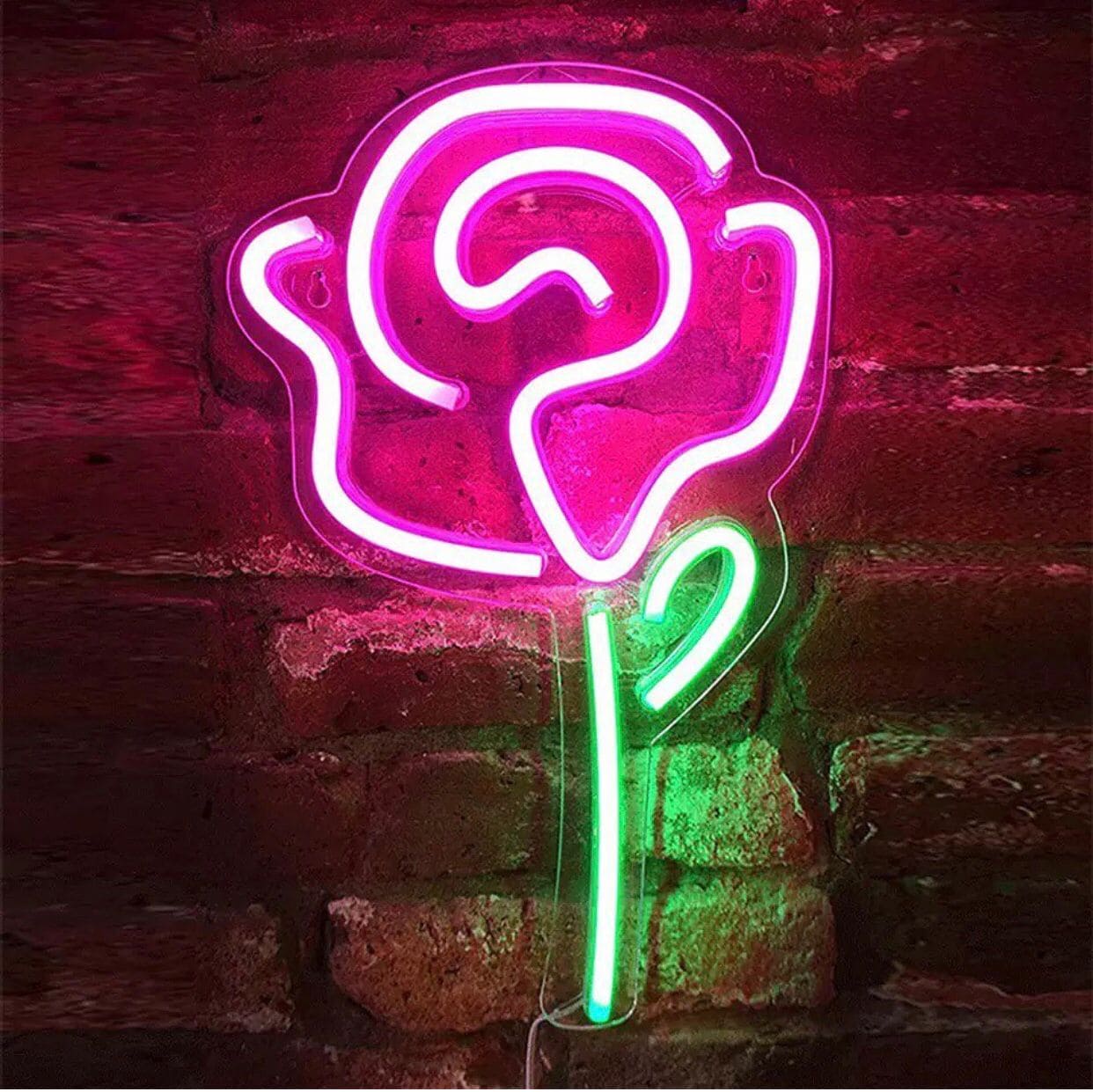 Neon Rose And Heart Lights With Acrylic Base, USB Battery Operated Creative Neon Led Lights, LED Decor Night Light, Love Neon Signs for Wall Decor Neon Rose And Heart Lights With Acrylic Base, USB Battery Operated Creative Neon Led Lights, LED Decor Night Light, Love Neon Signs for Wall Decor